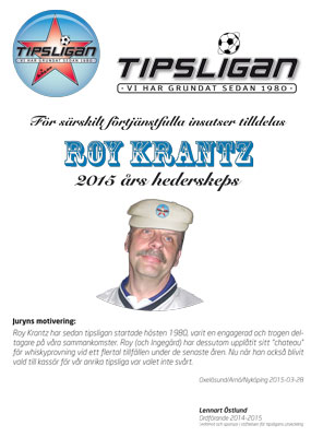 Hederskepsen till Roy 2015